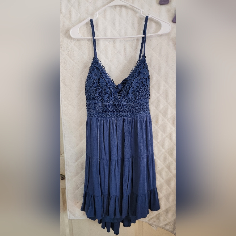 Elegant Navy Blue Lace Dress